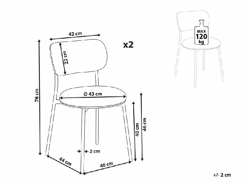Set 2 buc scaun tip bar Cola (gri)