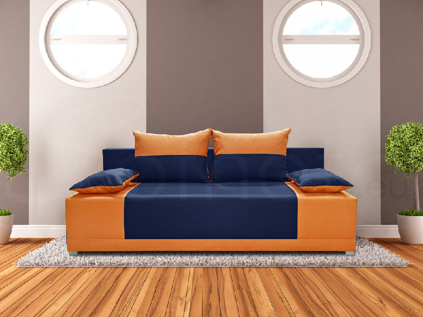 Canapea trei locuri Ibriso (albastru + portocaliu)