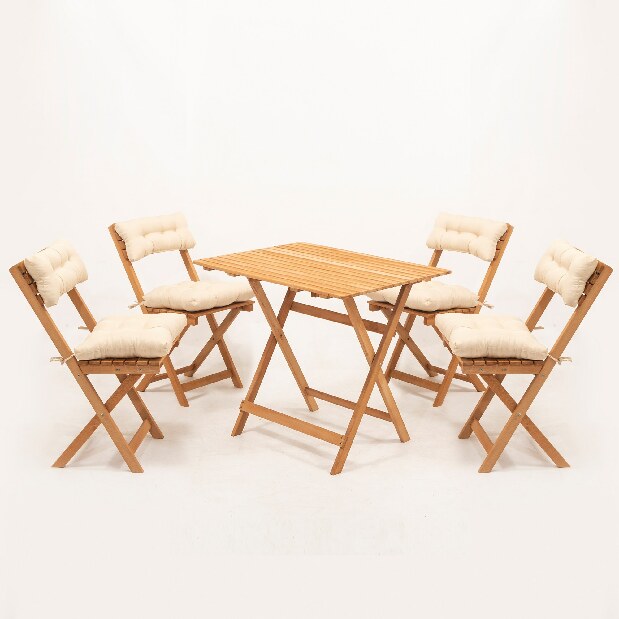 Set masă scaune de grădină (5 buc) Meow (natural + crem)