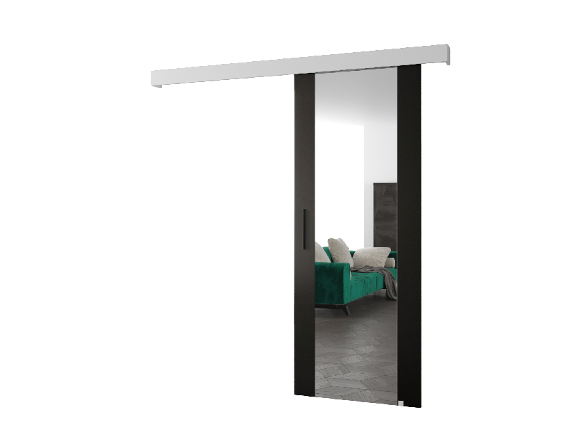 Uși culisante 90 cm Sharlene II (negru mat + alb mat + negru) (cu oglindă)
