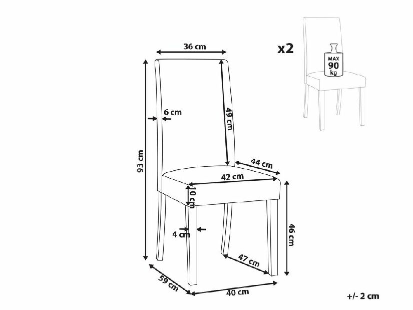 Set 2 buc scaun tip bar Broad (gri)