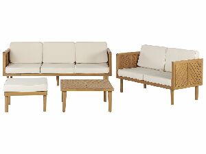 Set mobilier de grădină Blas (lemn deschis de salcâm + crem alb)