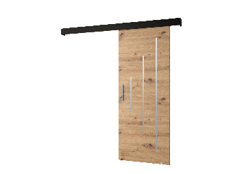 Uși culisante 90 cm Sharlene Y (stejar artisan + negru mat + argintiu)