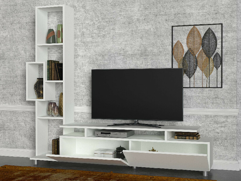 Masă TV/dulap cu raft Tullia (alb)