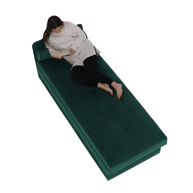 Pat de o persoană (canapea) 80 cm Rinok (smaragd) (și sp. depozitare)