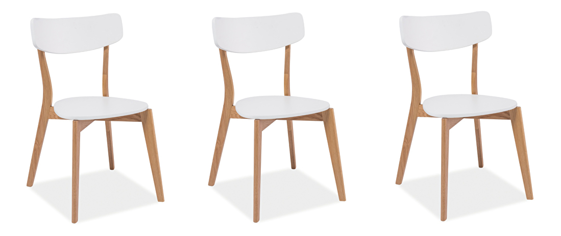 Set de 3 scaune de sufragerie Perigo (stejar + alb) *vânzare