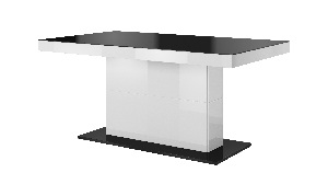 Masă de sufragerie Tashia Typ 81 (pentru 6 până la 8 persoane) (negru + alb ultralucios)