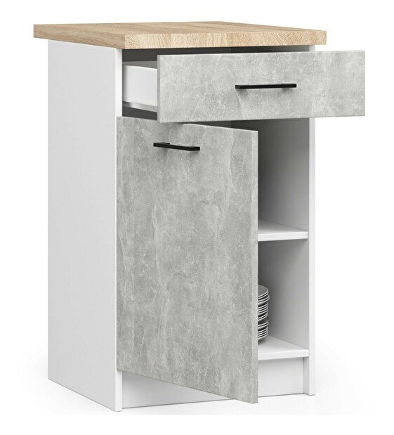 Dulap inferior de bucătărie Ozara S50 SZ2 (alb + beton)