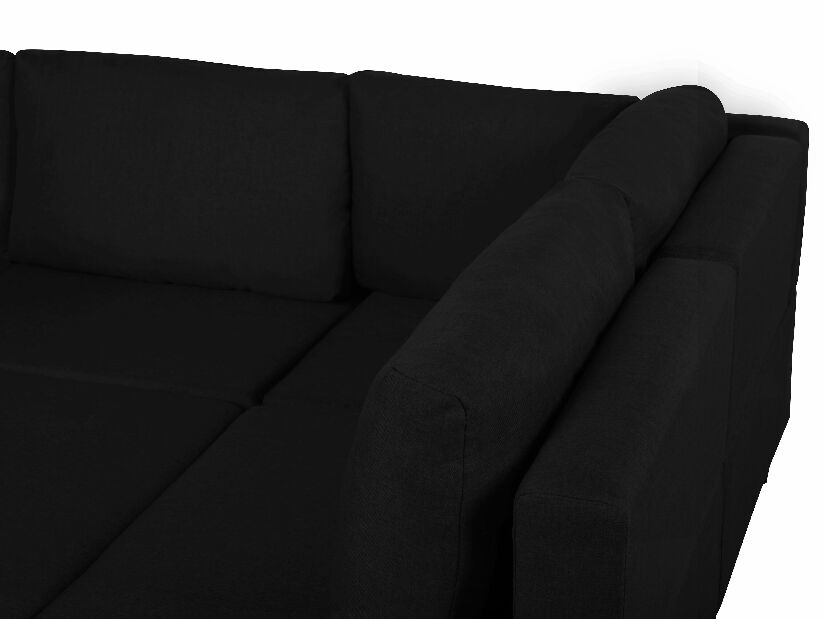 Canapea modulară FELLE (poliester) (negru) (cu taburete) (pentru 3 persoane) 