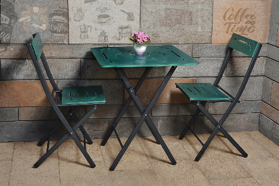 Set masă scaune de grădină (3 buc) Bonita (verde + Negru)
