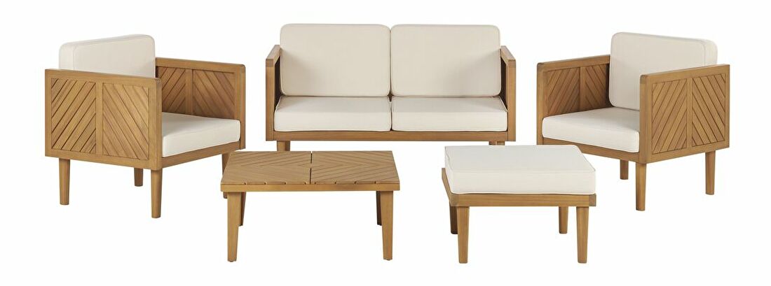 Set mobilier de grădină Blas (lemn deschis + alb)