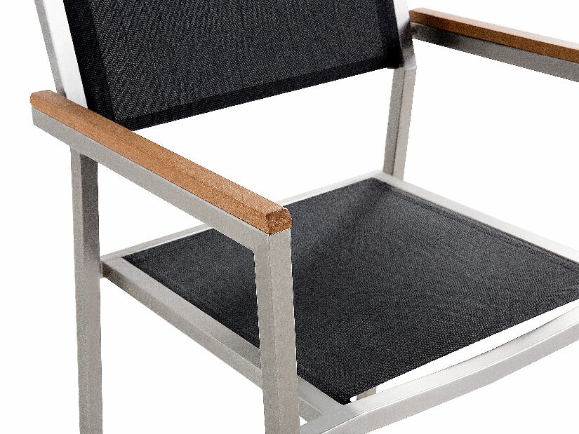 Set pentru grădină GROSSO (marmură) (laminat HPL) (scaune negre) (pentru 6 persoane)