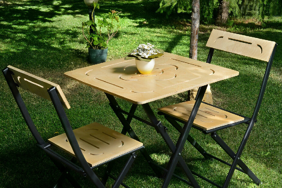 Set masă scaune de grădină (3 buc) Bonita (maro + Negru)