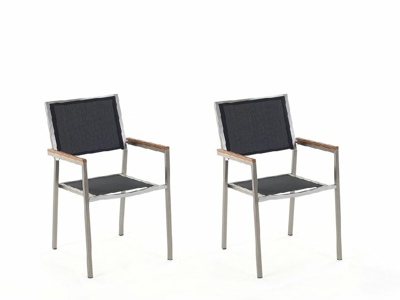 Set scaune 2 buc. Grosso (negru) (oțel inoxidabil)