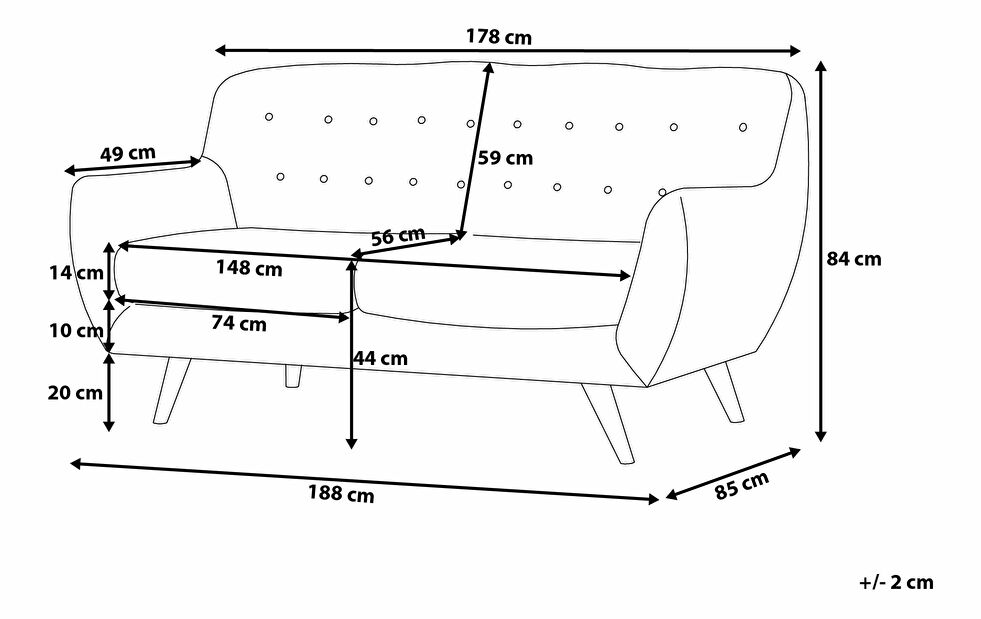 Canapea 3 locuri Bodmin (gri) 