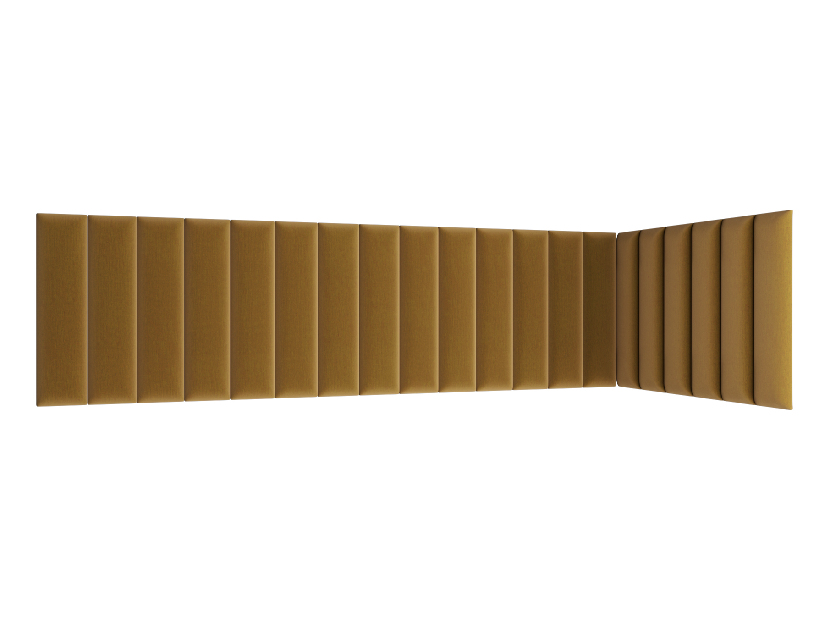 Set 20 panouri tapițate Quadra 210x90x60 cm (muștar)