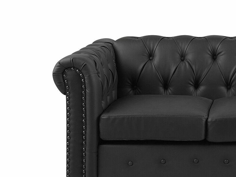 Canapea 3 locuri Chichester (piele sintetică) (negru) 
