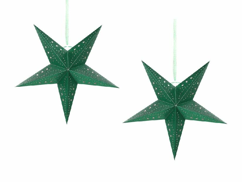 Set 2 buc stele suspendate 45 cm Monti (verde sclipici)