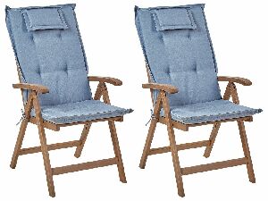 Set 2 buc scaune de grădină Amati (lemn închis + albastru)