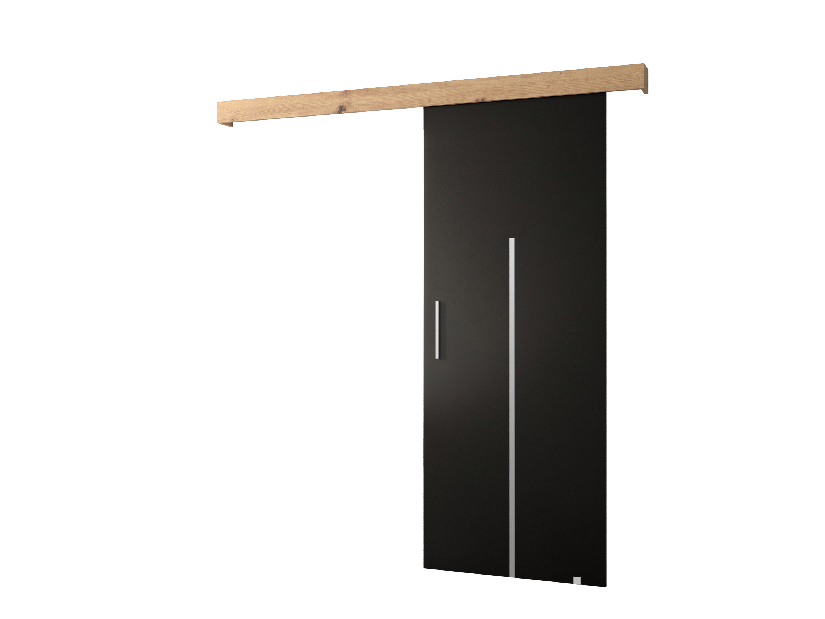 Uși culisante 90 cm Sharlene X (negru mat + stejar artisan + argintiu)