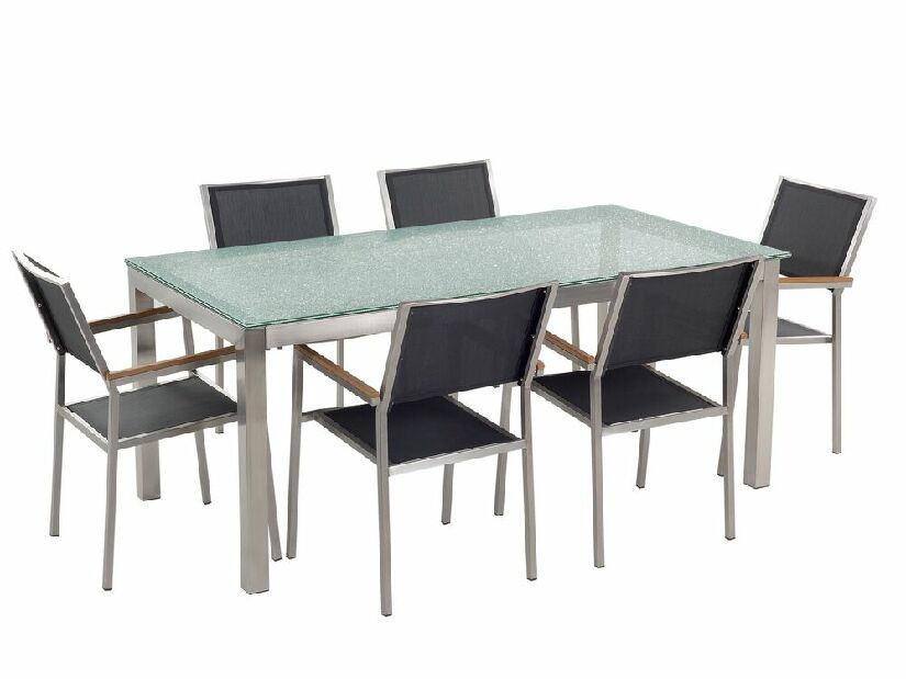 Set de masă pentru grădină Grosso (grafit) (6 scaune negre)