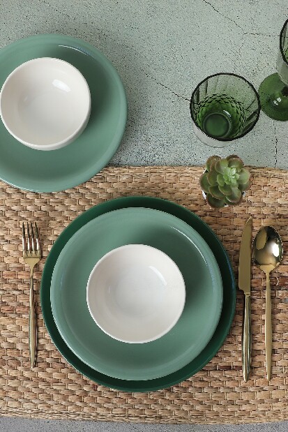 Serviciu de masă (18 buc.) Colours (verde + Alb)