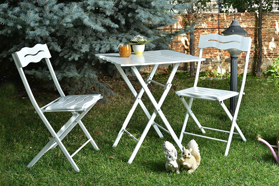 Set masă scaune de grădină (3 buc) Bonita (alb)