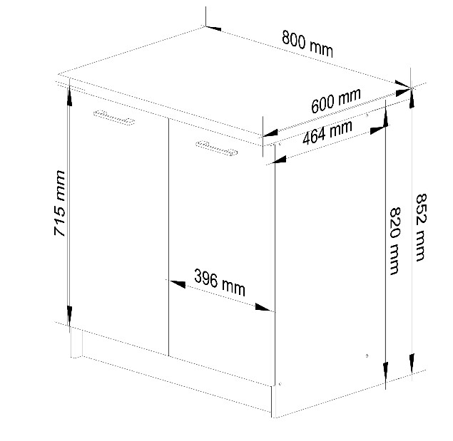 Dulap inferior de bucătărie Ozara S80 2D (alb)