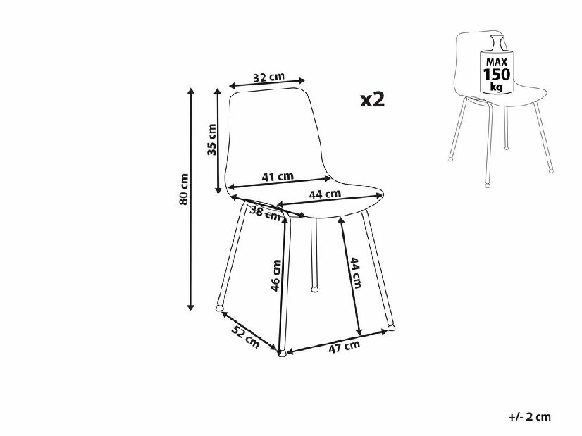 Set 2 buc scaune de sufragerie Looza (gri)