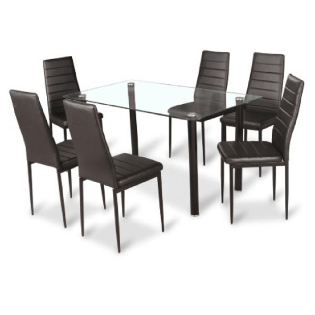 Set 6 buc scaune de sufragerie Collort nova (negru Piele ecologică) *resigilat