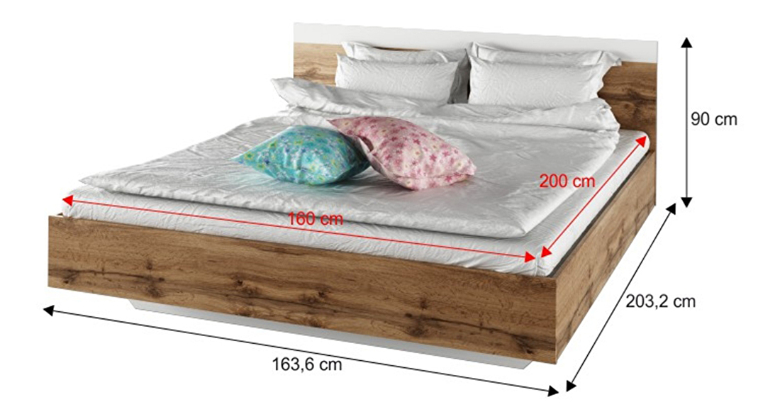 Dormitor 160 cm Gaila (stejar wotan + alb) 