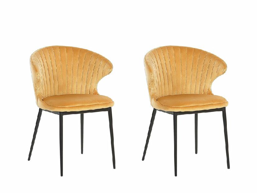 Set 2 buc. scaune pentru sufragerie AUGLI (stofă) (galben)