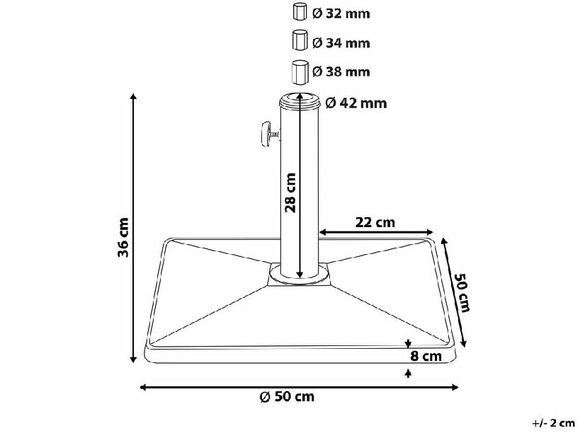 Cadru pentru umbrelă de grădină 50 cm ELFIR (beton) (pătrat) (negru)