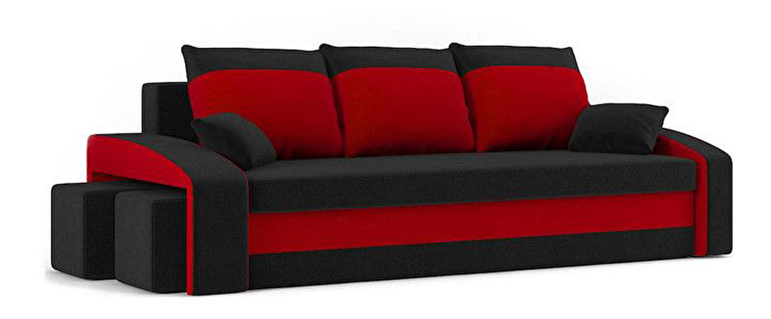 Canapea Hamida (negru + roșu) (cu taburete) 