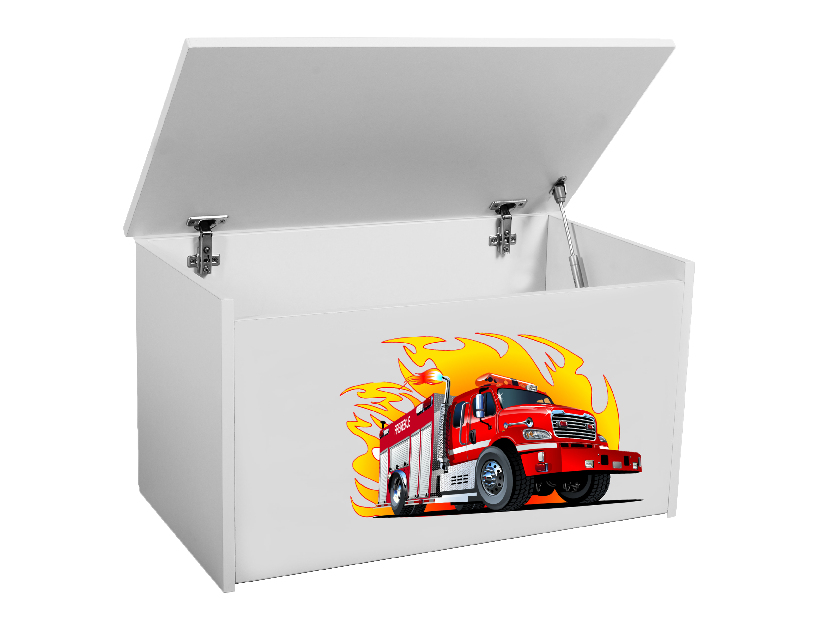 Cutie de depozitare pentru copii Davina (alb + mașină pompieri)