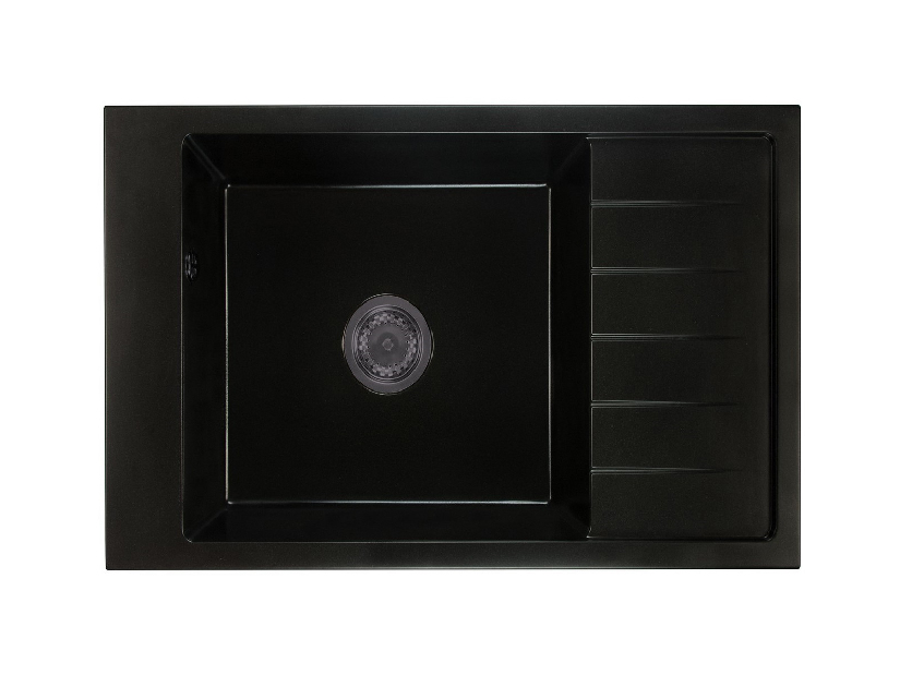 Chiuvetă de bucătărie Lurano (negru) (cu 2 orificii pentru robinet) (D)