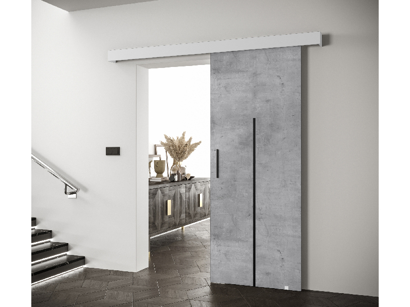Uși culisante 90 cm Sharlene X (beton + alb mat + negru)
