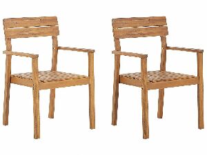 Set 2 buc scaune de grădină Fernanda (lemn deschis)