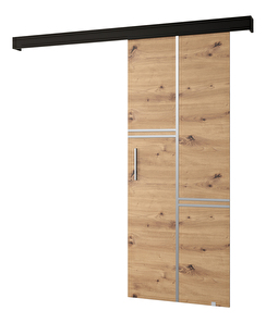 Uși culisante 90 cm Sharlene VIII (stejar artisan + negru mat + argintiu)