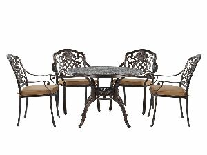 Set de masă pentru grădină SALIO (metal) (maro) (pentru 4 persoane)