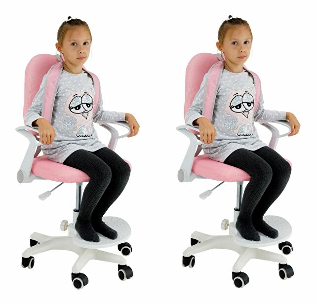 Set de 2 scaune de crestere pentru copii cu taburete si bretele Aureola (roz + alb) *vânzare stoc