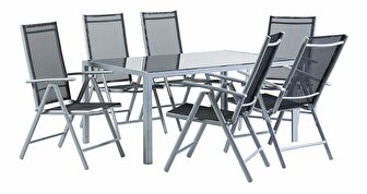 Set de masă pentru grădină CARAMBA (aluminiu) (negru) (pentru 6 persoane)