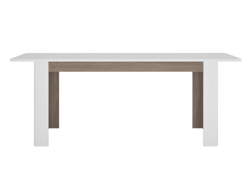 Masă de sufragerie Lynatut Typ 75 (alb ultralucios + stejar sonoma trufă închis) (pentru 6-8 persoane)