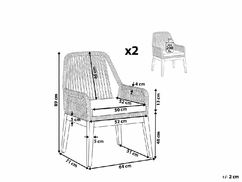 Set 2 buc. scaune de grădină OLIBIA (bej)