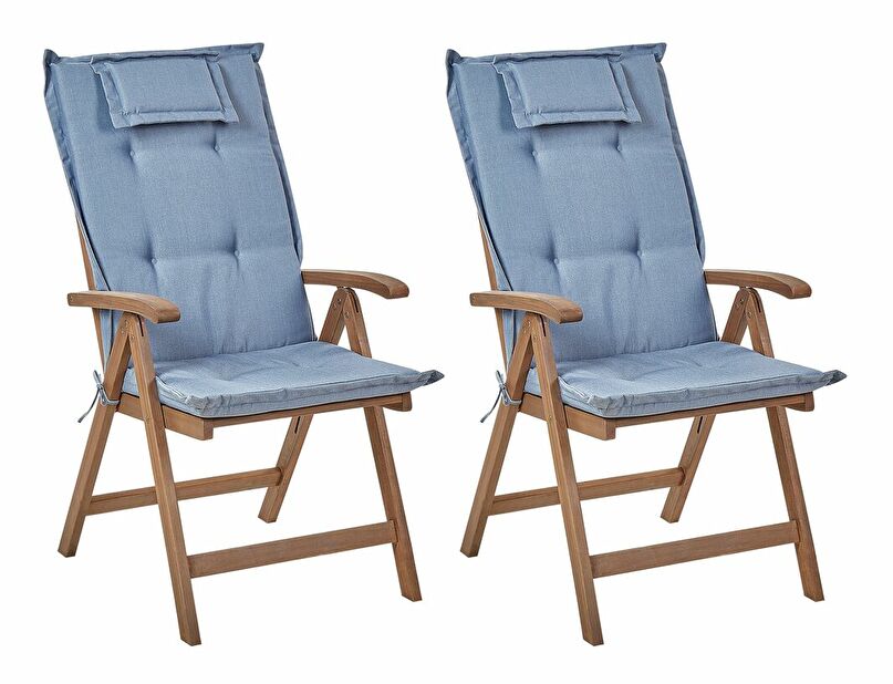Set 2 buc scaune de grădină Amati (lemn închis + albastru)