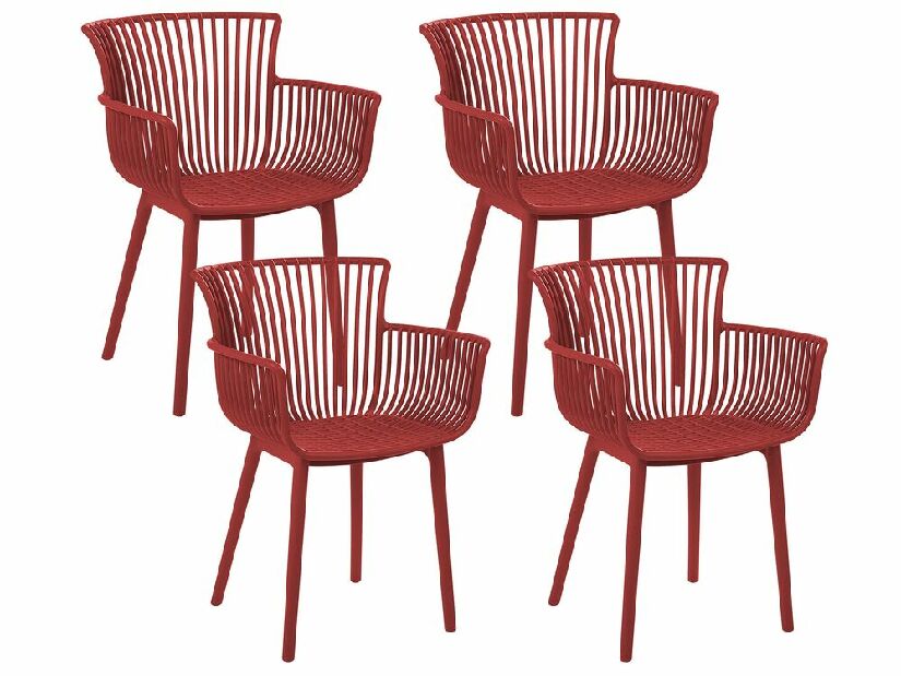 Set de 4 scaune de sufragerie Pexeso (roșu)