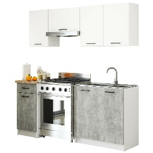 Set de bucătărie 180 cm Ozara (Alb + beton)