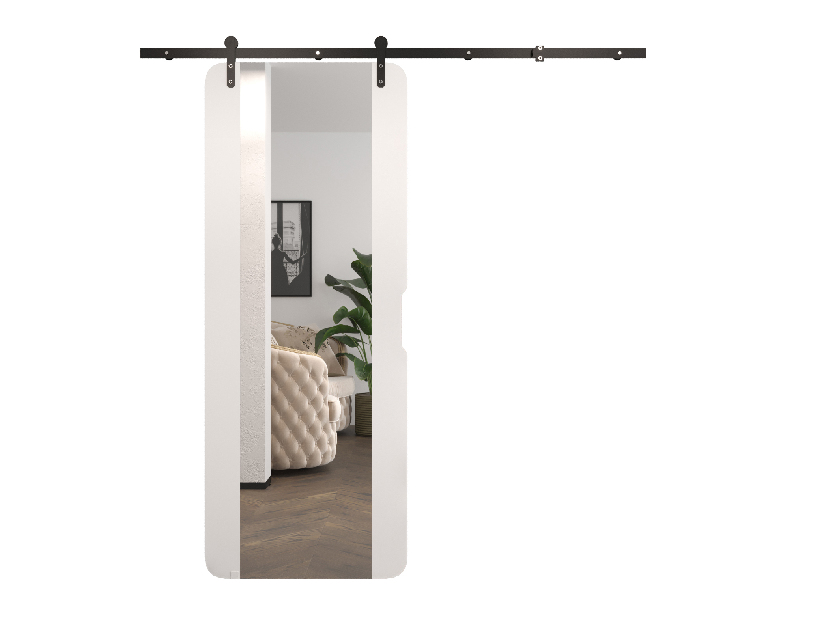 Uși culisante Ortiz II (alb mat + negru mat) (cu oglindă) (D)