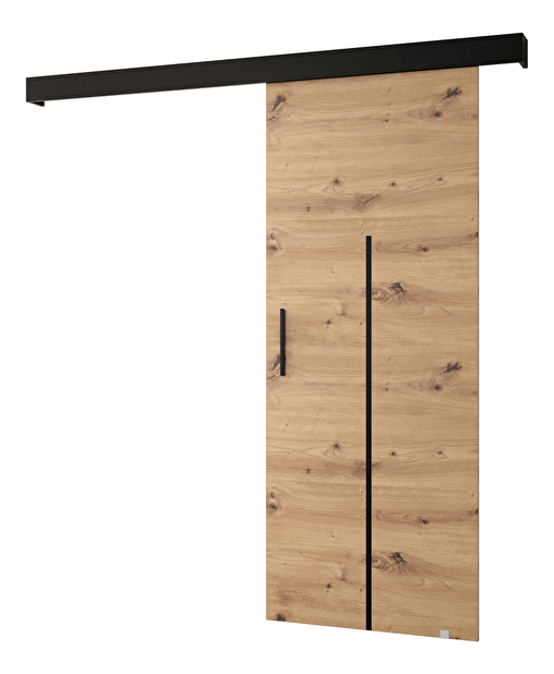 Uși culisante 90 cm Sharlene X (stejar artisan + negru mat + negru)