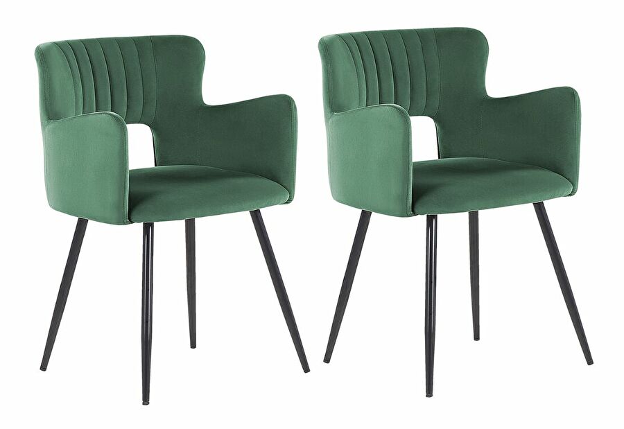 Set 2 buc scaune sufragerie Shelba (verde închis) 